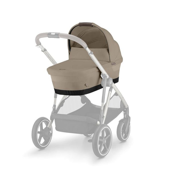 Alcofa CYBEX GAZELLE S compatível com os carrinhos Gazelle S e e-Gazelle S, com colchão em espuma macia, interior espaçoso, pega de transporte e capota solar XXL com proteção UPF 50+ para bebés desde o nascimento até aos 9 kg. Almond Beige