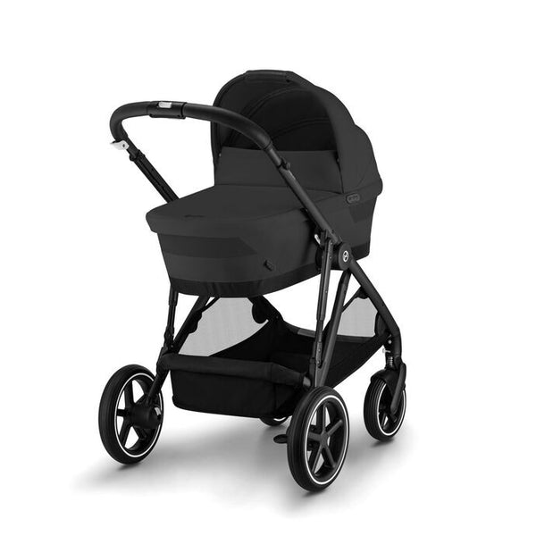 Alcofa CYBEX GAZELLE S compatível com os carrinhos Gazelle S e e-Gazelle S, com colchão em espuma macia, interior espaçoso, pega de transporte e capota solar XXL com proteção UPF 50+ para bebés desde o nascimento até aos 9 kg. Moon Black