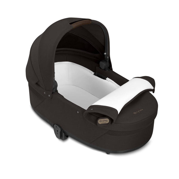 Alcofa CYBEX S LUX compatível com os carrinhos Balios S Lux e Talos S Lux, com colchão em espuma macia, capota solar XXL UPF 50+, ventilação integrada e pega de transporte para bebés desde o nascimento até aos 9 kg. Chocolate Brown