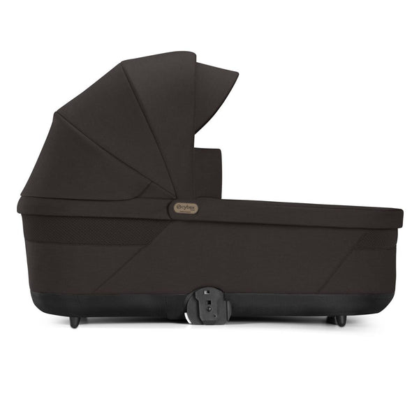 Alcofa CYBEX S LUX compatível com os carrinhos Balios S Lux e Talos S Lux, com colchão em espuma macia, capota solar XXL UPF 50+, ventilação integrada e pega de transporte para bebés desde o nascimento até aos 9 kg. Chocolate Brown