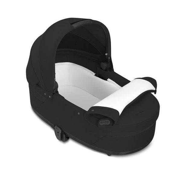 Alcofa CYBEX S LUX compatível com os carrinhos Balios S Lux e Talos S Lux, com colchão em espuma macia, capota solar XXL UPF 50+, ventilação integrada e pega de transporte para bebés desde o nascimento até aos 9 kg. Moon Black