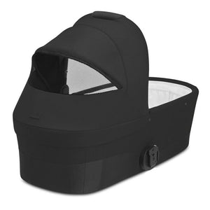 Alcofa CYBEX S compatível com os carrinhos Eezy S, Balios S Lux, Talos S Lux e Avi Spin, com colchão em espuma macia, capota extensível com proteção UPF 50+, ventilação integrada e pega de transporte para bebés desde o nascimento até aos 9 kg. Moon Black
