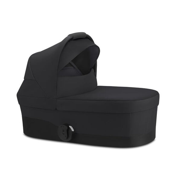 Alcofa CYBEX S compatível com os carrinhos Eezy S, Balios S Lux, Talos S Lux e Avi Spin, com colchão em espuma macia, capota extensível com proteção UPF 50+, ventilação integrada e pega de transporte para bebés desde o nascimento até aos 9 kg. Moon Black