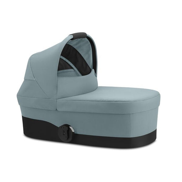 Alcofa CYBEX S compatível com os carrinhos Eezy S, Balios S Lux, Talos S Lux e Avi Spin, com colchão em espuma macia, capota extensível com proteção UPF 50+, ventilação integrada e pega de transporte para bebés desde o nascimento até aos 9 kg. Stormy Blue