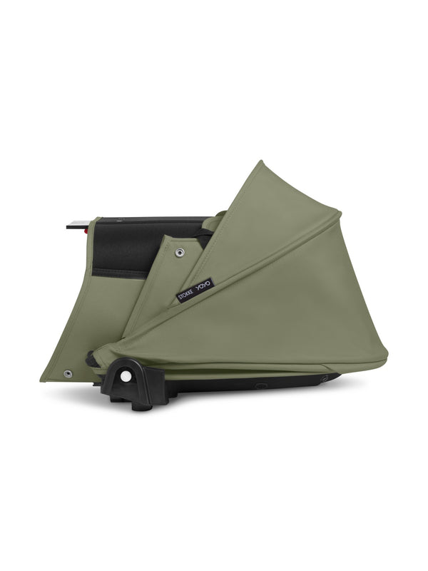 Alcofa STOKKE YOYO³ ultra leve e compacta, com colchão respirável, capota ventilada, cobre-pés, tecido impermeável com proteção UPF 50+ e compatível com o carrinho STOKKE YOYO³ para bebés desde o nascimento até aos 9 kg. Olive