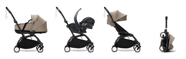 Alcofa STOKKE YOYO³ ultra leve e compacta, com colchão respirável, capota ventilada, cobre-pés, tecido impermeável com proteção UPF 50+ e compatível com o carrinho STOKKE YOYO³ para bebés desde o nascimento até aos 9 kg. Taupe