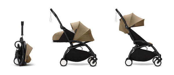 Alcofa STOKKE YOYO³ ultra leve e compacta, com colchão respirável, capota ventilada, cobre-pés, tecido impermeável com proteção UPF 50+ e compatível com o carrinho STOKKE YOYO³ para bebés desde o nascimento até aos 9 kg. Toffee