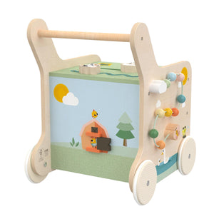 Andarilho de madeira para empurrar com jogos para bebe Tiny Love