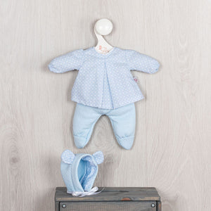Roupa para boneco oli de 30cm azul com orelhas