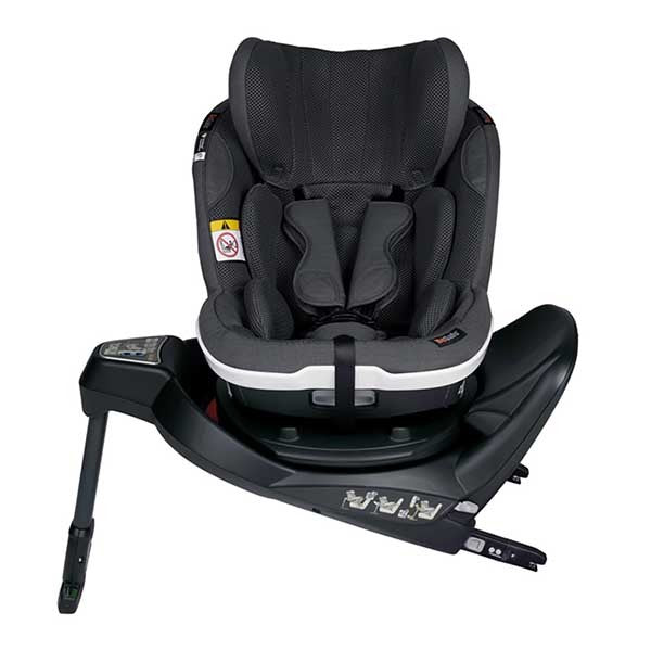 Cadeira auto BeSafe iZi Turn M i-Size com rotação de 360°, sistema de segurança digital integrado, base ISOFIX, almofadas Two-Fit Cushion™ e utilização dos 61 aos 105 cm, permitindo viajar em contra ou a favor da marcha. Anthracite Mesh