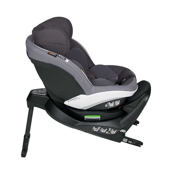 Cadeira auto BeSafe iZi Turn M i-Size com rotação de 360°, sistema de segurança digital integrado, base ISOFIX, almofadas Two-Fit Cushion™ e utilização dos 61 aos 105 cm, permitindo viajar em contra ou a favor da marcha. Metallic Melange