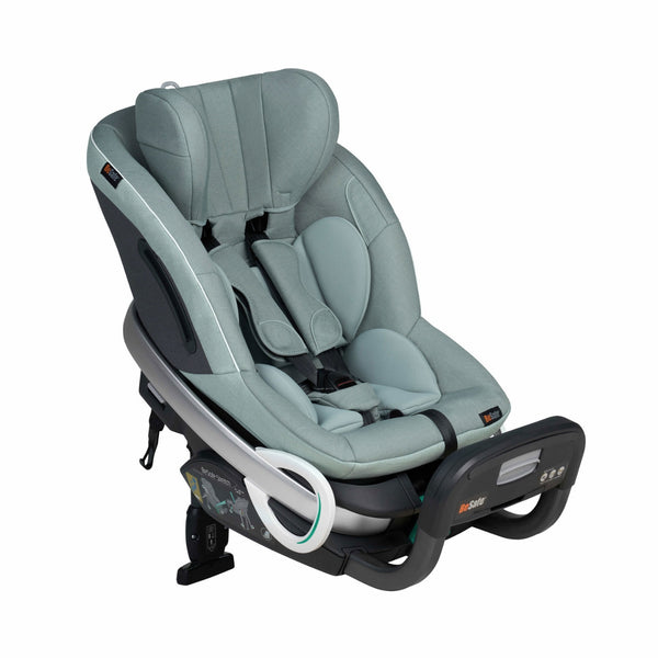 Cadeira auto BeSafe Stretch contra a marcha até 125 cm e 36 kg, aprovada no Plus Test, com proteção lateral SIP+ e instalação sem ISOFIX. Sea Green Melange