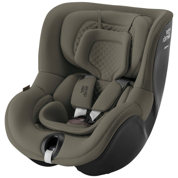 Cadeira auto Britax Römer Dualfix 5Z i-Size com rotação de 360° na Flex Base 5Z, 12 posições de reclinação, arnês de 5 pontos e proteção contra impactos laterais para crianças dos 61 aos 105 cm.  Urban Olive