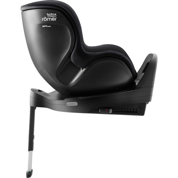 Cadeira auto Britax Römer Dualfix Pro M i-Size com rotação de 360°, tecnologia SICT, 12 posições de reclinação, encosto de cabeça em V, ISOFIX integrado e utilização dos 61 aos 105 cm. Carbon Black