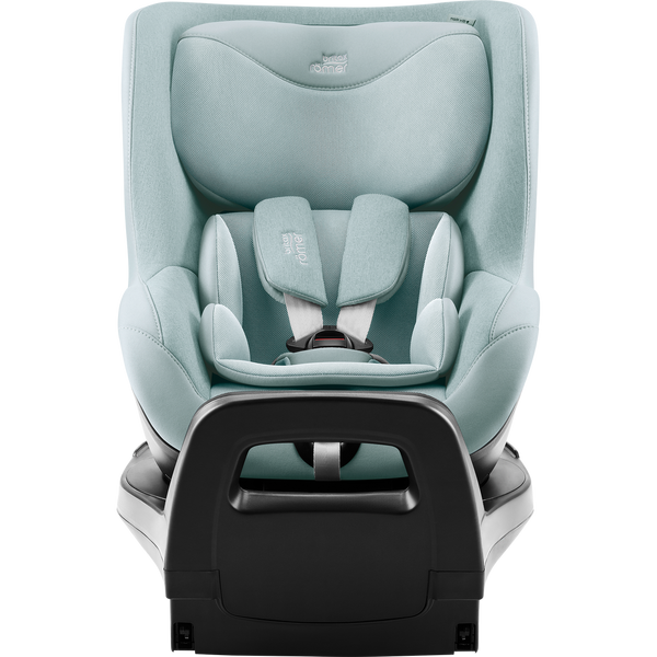 Cadeira auto Britax Römer Dualfix Pro M i-Size com rotação de 360°, tecnologia SICT, 12 posições de reclinação, encosto de cabeça em V, ISOFIX integrado e utilização dos 61 aos 105 cm. Harbor Blue