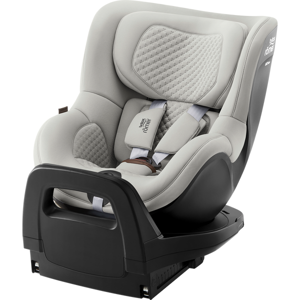 Cadeira auto Britax Römer Dualfix Pro M i-Size com rotação de 360°, tecnologia SICT, 12 posições de reclinação, encosto de cabeça em V, ISOFIX integrado e utilização dos 61 aos 105 cm. Linen Grey