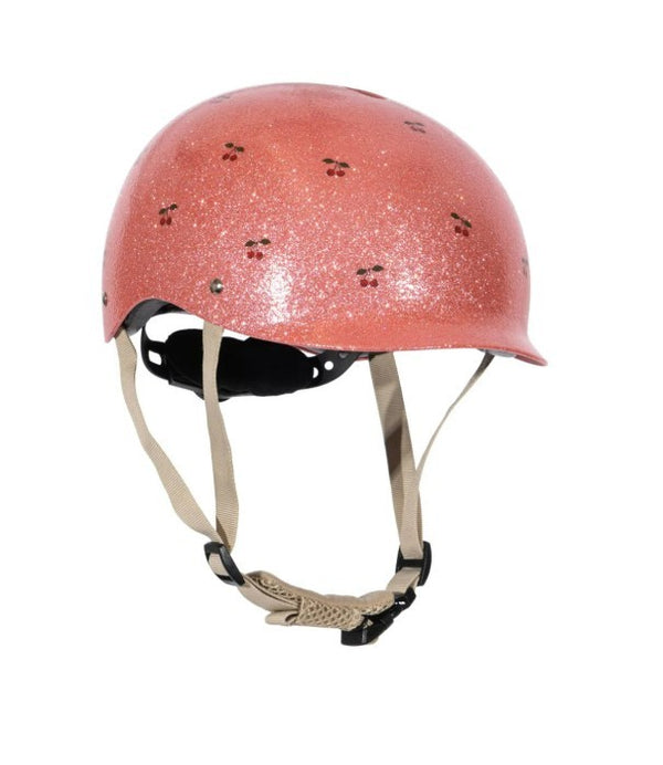 Capacete infantil XS Konges Sløjd para perímetro de cabeça de 47 a 51 cm, com viseira, ventilação e sistema de ajuste regulável.
Cherry and Glitter