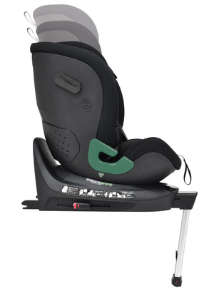 Cadeira auto Carbebé Rodea+ i-Size dos 40 aos 150 cm com rotação 360°, instalação ISOFIX e utilização contra a marcha até aos 105 cm. 
Preto e Cinza