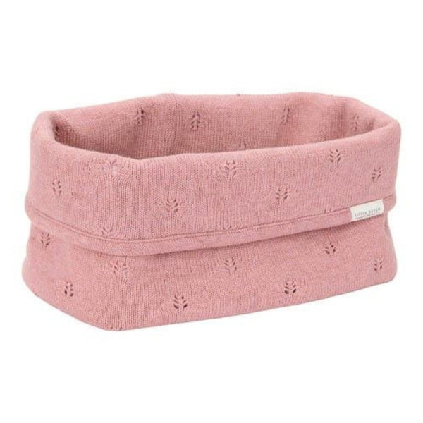Cesto Grande Essentials em algodão orgânico Pure Pink Blush com laterais reforçadas e aba dobrável para organizar os essenciais do bebé.