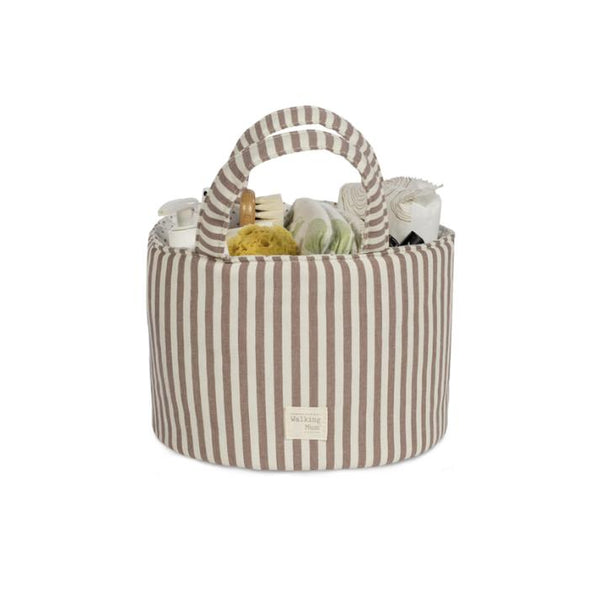 Cesto organizador Praline Strips para bebés com coisas para banho Walking Mum na cor Mokka - Vermelho