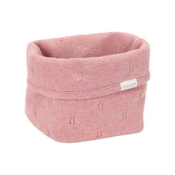 Cesto Pequeno Essentials em algodão orgânico Pure Pink Blush com laterais reforçadas e aba dobrável para organizar os essenciais do bebé.
