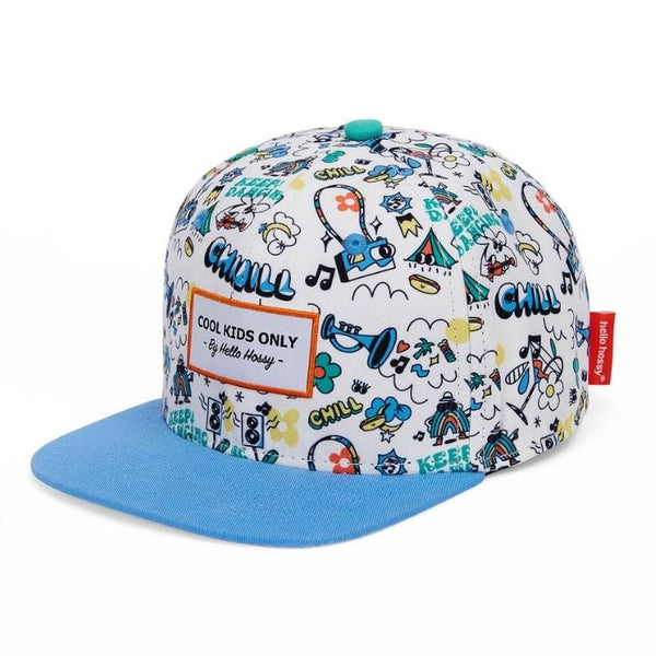 Chapeu Bone Hello Hossy padrão Chill cor azul claro