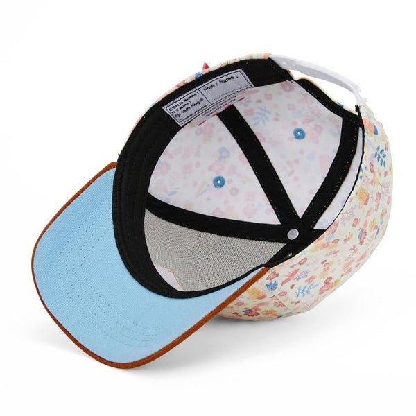 Chapeu Bone Hello Hossy padrão dried flowers cor laranja e rosa