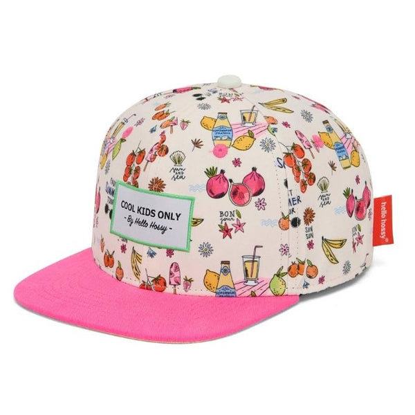 Chapeu Bone Hello Hossy padrão fresh juice cor rosa
