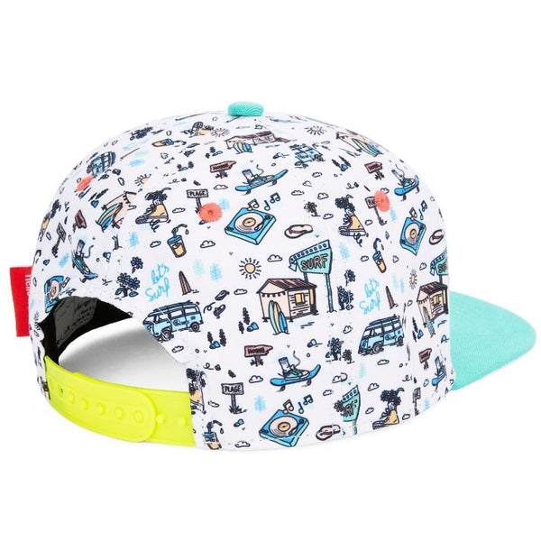 Chapeu Bone Hello Hossy padrão hossegor azul claro e branco