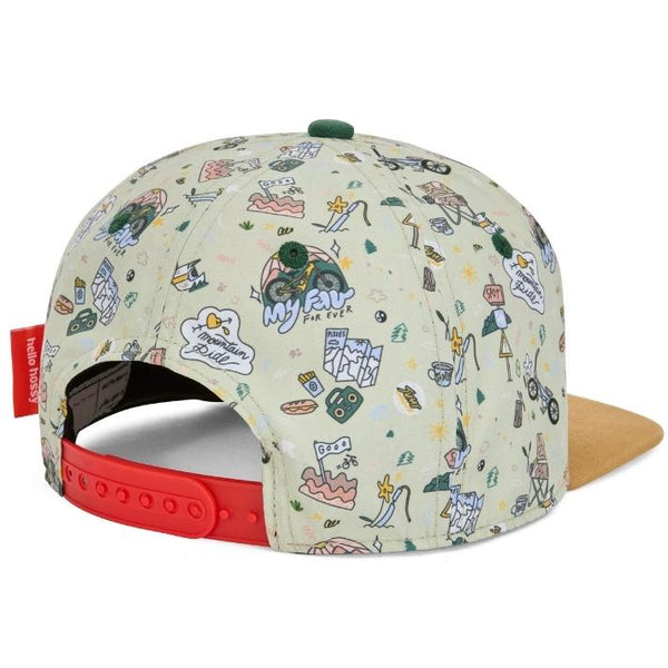 Chapeu Bone para criança Hello Hossy padrão mountain ride laranja e verde