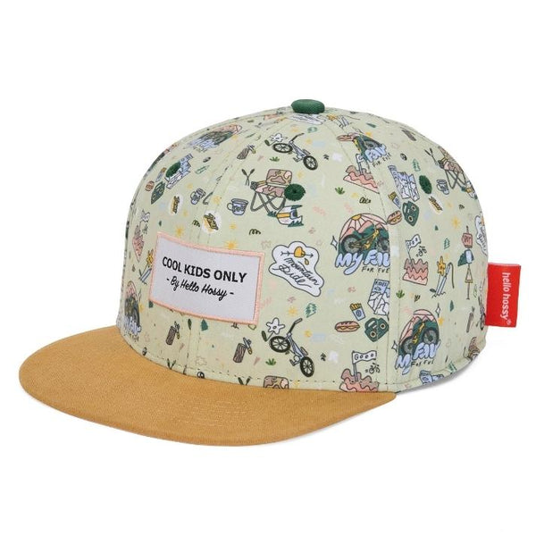 Chapeu Bone para criança Hello Hossy padrão mountain ride laranja e verde