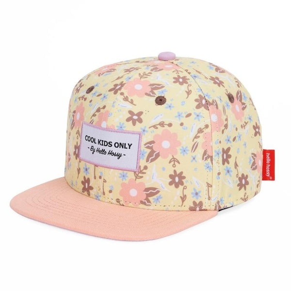 Chapeu Bone para criança Hello Hossy padrão pastel blossum rosa 