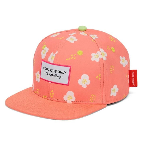 Chapeu Bone para criança Hello Hossy padrão peach bloom rosa 