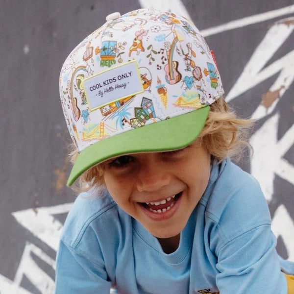 Chapeu Bone para criança Hello Hossy padrão san francisco cor verde
