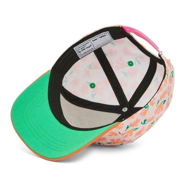 Chapeu Bone para criança Hello Hossy padrão springtime laranja