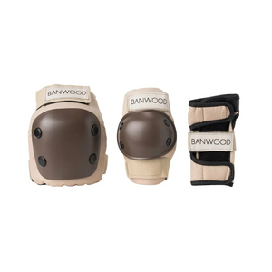 Conjunto de proteção infantil Banwood tamanho S com joelheiras, cotoveleiras e proteções de pulso para bicicleta, trotinete e skate.