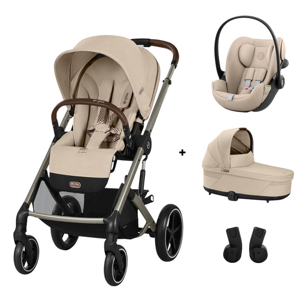 Pack CYBEX Balios S Lux Trio com carrinho de bebé, alcofa Cot S Lux e cadeira auto Cloud G3 para recém-nascidos ALMOND BEIGE