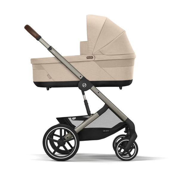 Pack CYBEX Balios S Lux com carrinho, alcofa Cot S Lux, ovo Cloud G3 plus e base ISOFIX G3 na cor almond beige