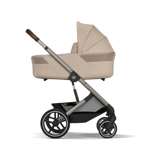 CYBEX Balios S Lux Duo com alcofa Cot S Lux, carrinho de bebé Travel System com suspensão avançada, assento reversível, capota XXL UPF 50+ e utilização desde o nascimento até aos 4 anos. Almond Beige