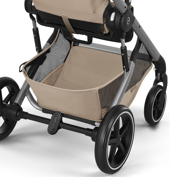CYBEX Balios S Lux Duo com Alcofa Dobrável, carrinho de bebé com Travel System, fecho compacto, suspensão avançada, assento reversível e alcofa dobrável desde o nascimento até aos 4 anos. Almond Beige