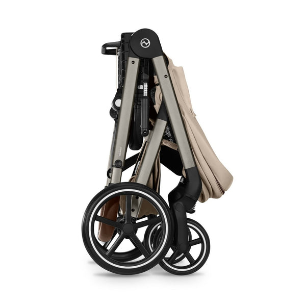 CYBEX Balios S Lux Duo com Alcofa Dobrável, carrinho de bebé com Travel System, fecho compacto, suspensão avançada, assento reversível e alcofa dobrável desde o nascimento até aos 4 anos. Almond Beige