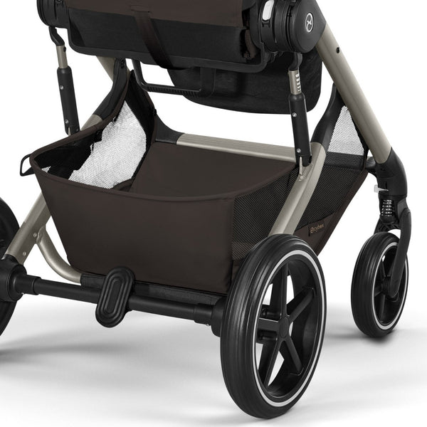 CYBEX Balios S Lux Duo com Alcofa Dobrável, carrinho de bebé com Travel System, fecho compacto, suspensão avançada, assento reversível e alcofa dobrável desde o nascimento até aos 4 anos. Chocolate Brown