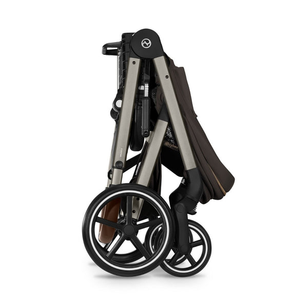 CYBEX Balios S Lux Duo com Alcofa Dobrável, carrinho de bebé com Travel System, fecho compacto, suspensão avançada, assento reversível e alcofa dobrável desde o nascimento até aos 4 anos. Chocolate Brown