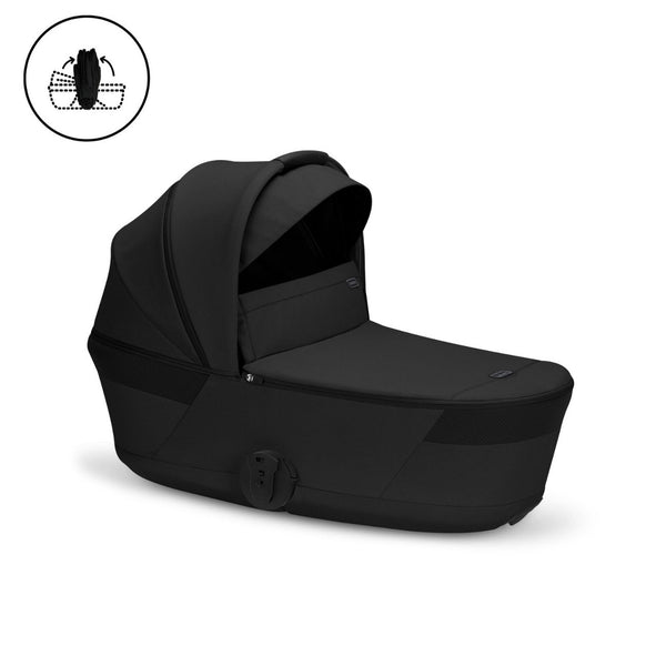 CYBEX Balios S Lux Duo com Alcofa Dobrável, carrinho de bebé com Travel System, fecho compacto, suspensão avançada, assento reversível e alcofa dobrável desde o nascimento até aos 4 anos. Moon Black