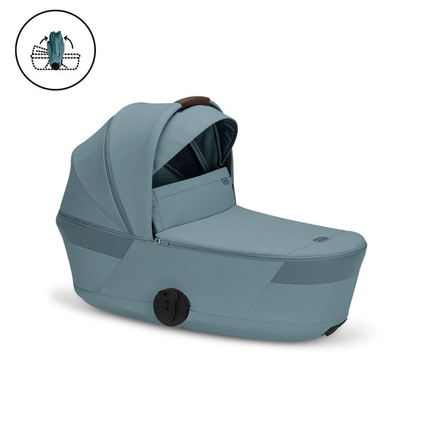 CYBEX Balios S Lux Duo com Alcofa Dobrável, carrinho de bebé com Travel System, fecho compacto, suspensão avançada, assento reversível e alcofa dobrável desde o nascimento até aos 4 anos. Stormy Blue