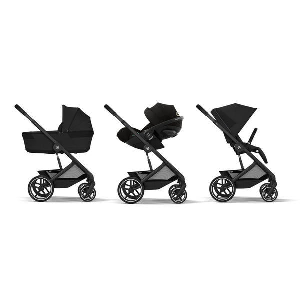 CYBEX Balios S Lux Duo com alcofa Cot S Lux, carrinho de bebé Travel System com suspensão avançada, assento reversível, capota XXL UPF 50+ e utilização desde o nascimento até aos 4 anos. Moon Black