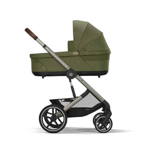 CYBEX BALIOS S LUX TAUPE, carrinho de bebé premium com suspensão avançada, rodas antifuros, reclinação totalmente horizontal, arnês One-Pull e compatibilidade com cadeiras auto CYBEX, Maxi-Cosi e BeSafe desde o nascimento até aos 22 kg. Moss Green