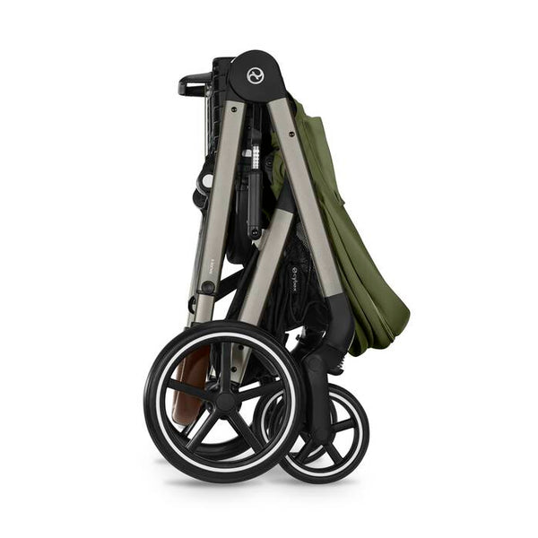 CYBEX BALIOS S LUX TAUPE, carrinho de bebé premium com suspensão avançada, rodas antifuros, reclinação totalmente horizontal, arnês One-Pull e compatibilidade com cadeiras auto CYBEX, Maxi-Cosi e BeSafe desde o nascimento até aos 22 kg. Moss Green