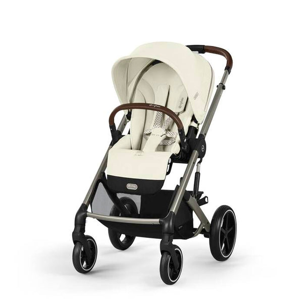 CYBEX BALIOS S LUX TAUPE, carrinho de bebé premium com suspensão avançada, rodas antifuros, reclinação totalmente horizontal, arnês One-Pull e compatibilidade com cadeiras auto CYBEX, Maxi-Cosi e BeSafe desde o nascimento até aos 22 kg. Seashell Beige