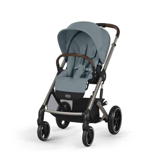 CYBEX BALIOS S LUX TAUPE, carrinho de bebé premium com suspensão avançada, rodas antifuros, reclinação totalmente horizontal, arnês One-Pull e compatibilidade com cadeiras auto CYBEX, Maxi-Cosi e BeSafe desde o nascimento até aos 22 kg. Stormy Blue